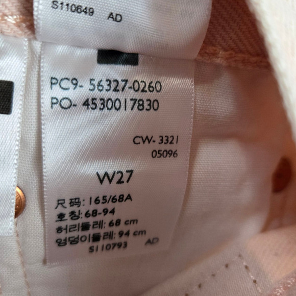 Levi's 501 Peach Pink High Waisted Special Edition Cut Off Denim Shorts Size 27 - Picture 7 of 10